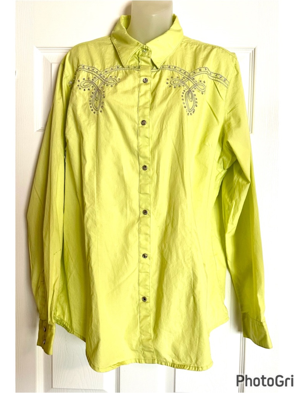 Wrangler Bright Yellow Snap Front Western Shirt with Rhinestone Detail